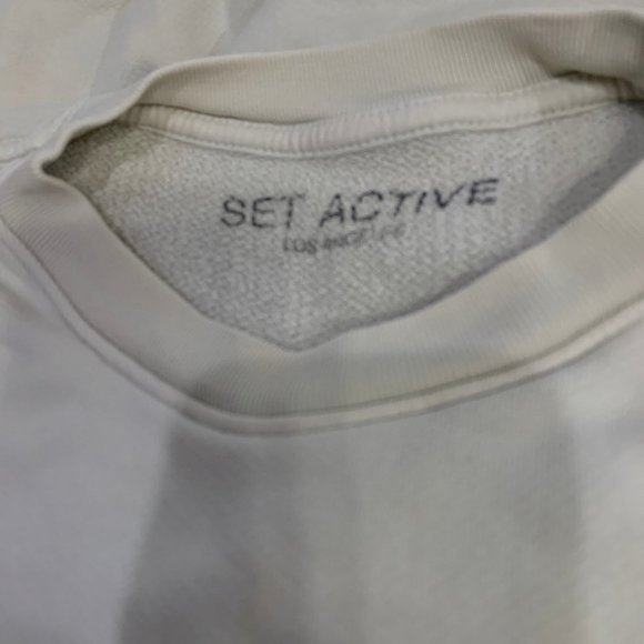 Set Active Beige Heavy Crewneck Sweatshirt Size Small - Picture 2 of 10